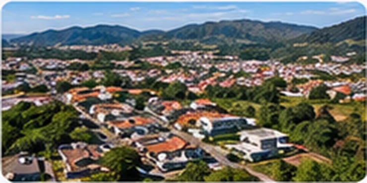 Imagem aérea de uma área urbana e vegetação no acervo do projeto